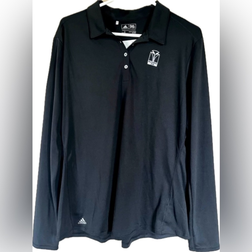 Adidas black Golf polo with Blackwolf Run logo. New with tags. Women’s size XL